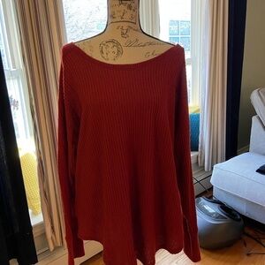 Mudd maroon/burgundy Long sleeve waffle knot scoop neck top XXL